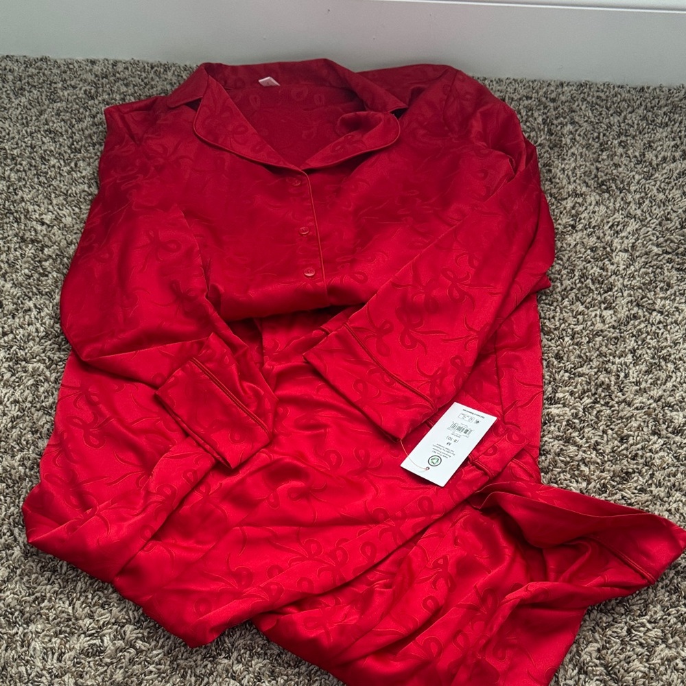 Joy Spun Red Satin Pajama Set